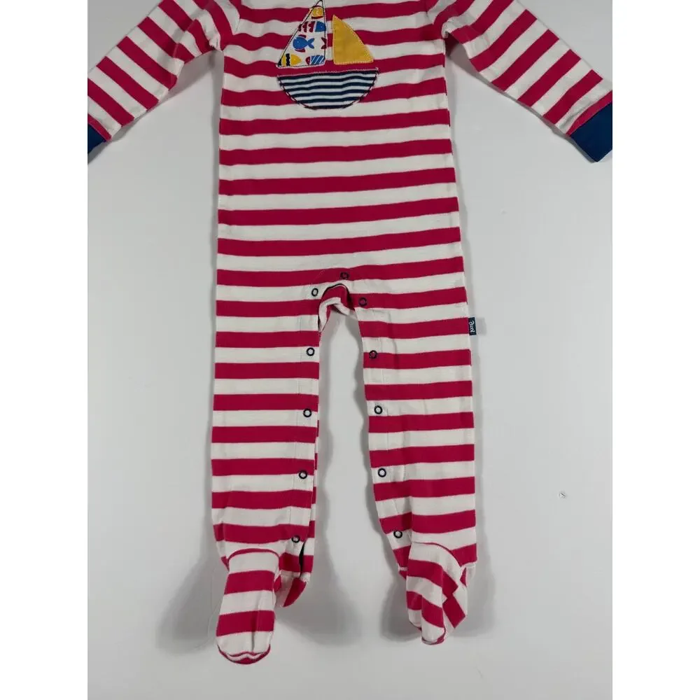 Kite Organic Sailboat Applique Striped Footed Romper Pink Size 18–24 Months